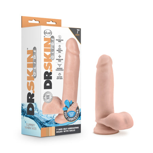 Blush Dr. Skin Glide Realistic 7 in. Self-Lubricating Dildo with Balls