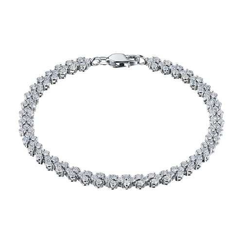 14K White Gold Bracelet with 124 Round-Cut Lab-Created Diamonds 4.337