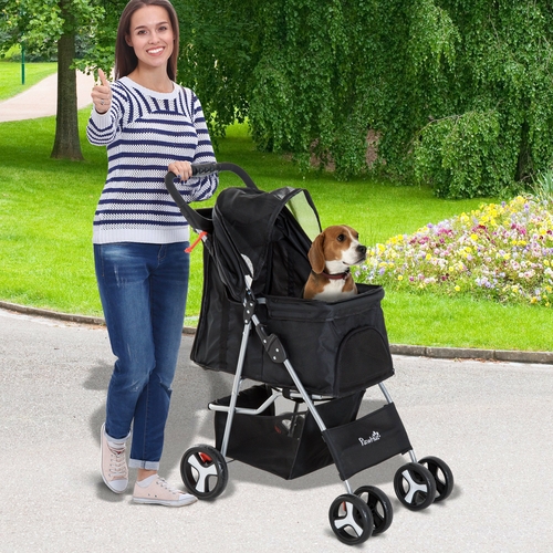 PawHut Pet Stroller with Storage (Black)