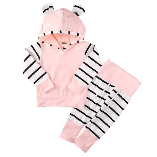 Pink Ear Striped Toddler Newborn Baby Girl