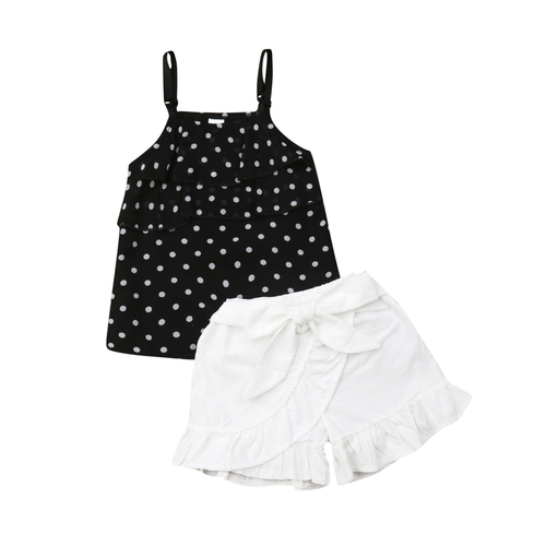 Little Girls Summer Polka Dots Clothes Set Baby