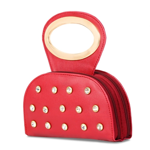 Women Chains Handbag Lady Travel Purse-RED