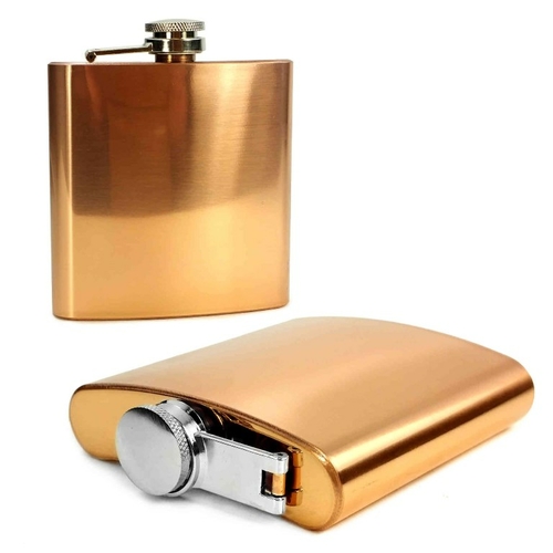 Main Tuff Luv E10-72 6 oz Copper Plated Stainless Steel Hip Flask for Speci image