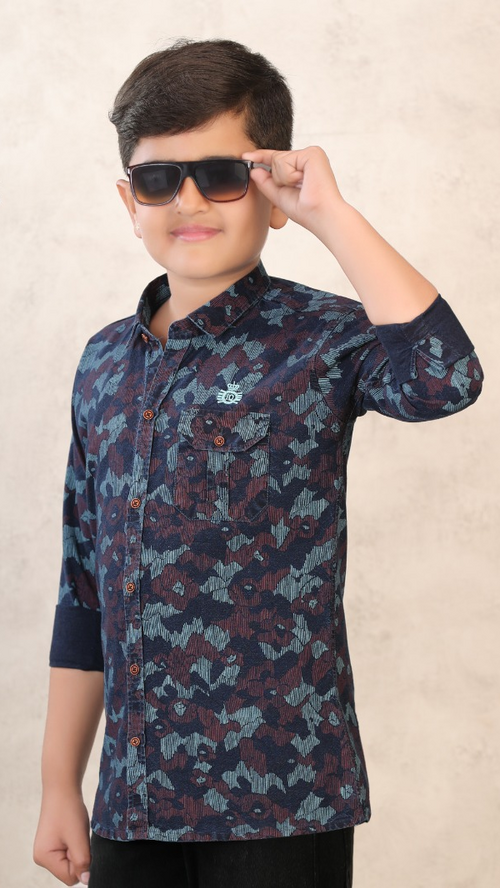 Boys Printed Cotton Casual Shirt (Color Multicolor) (Size 5 - 6 Years)