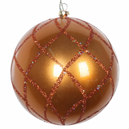Vickerman MT198188D 4.75 in. Copper Candy Glitter Net Ornament - 3 per