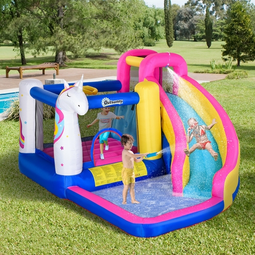 Outsunny Kids Bounce Castle House Inflatable Trampoline Water Slide