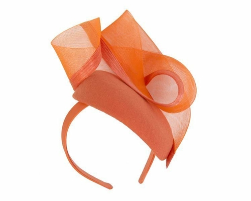 Orange pillbox winter racing fascinator