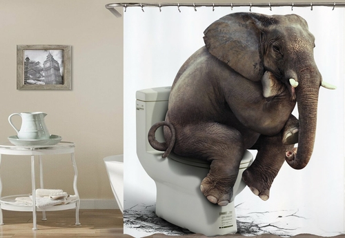 Shower Thinking Elephant Shower Curtain