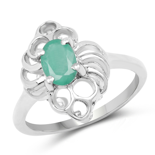 0.65 Carat Genuine Emerald .925 Sterling Silver Ring