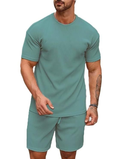 Solid Co-ord Set for Men's (Round Neck Tshirt with Matching shorts) 
