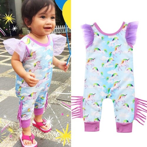 Infant Baby Girls Floral Lace Tassel Romper