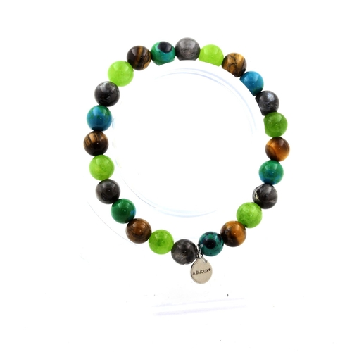 Tiger's Eye + Labradorite + Chrysocolla + Peridot Bracelet 8 mm Beads.