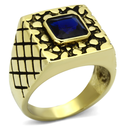 Men IP Gold Stainless Steel Ring with Synthetic in Montana - Size 10