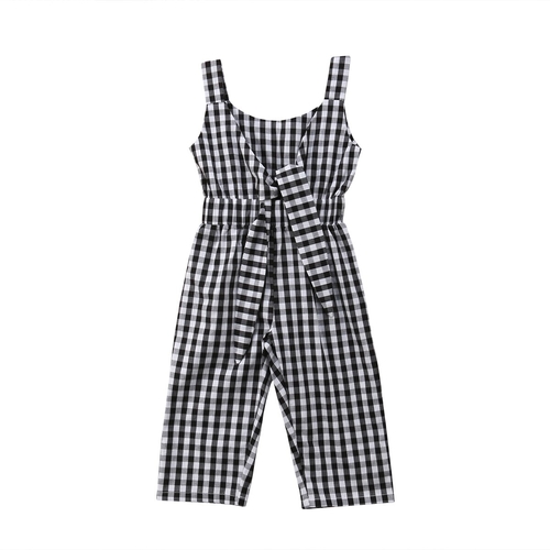 New Kids Baby Girl Plaids Romper Jumpsuit