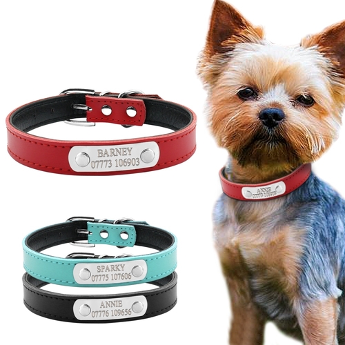 Leather Personalized Dog Collars Custom Cat Pet
