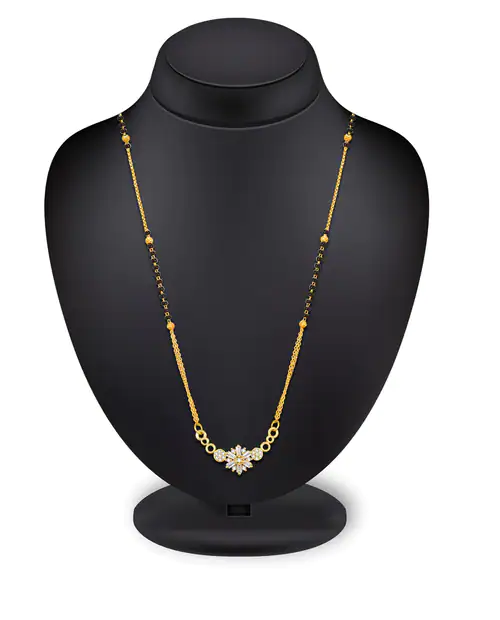 American Diamond-Studded Floral Mangalsutra