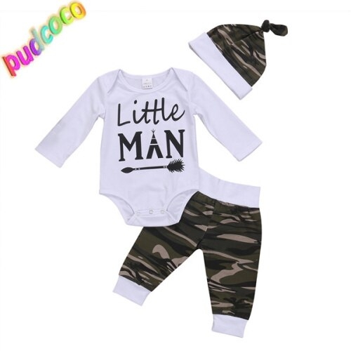  Newborn Baby Boys Tops Romper Camo Pants