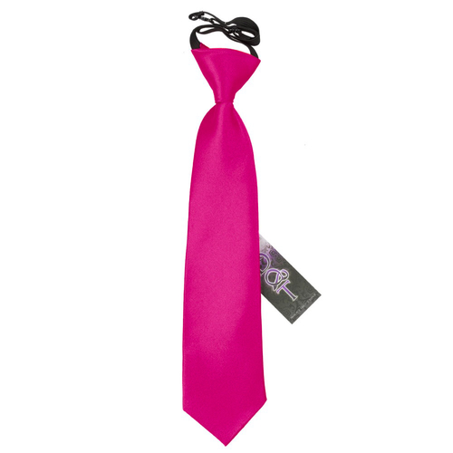 Plain Satin Elasticated Tie - Boys - Hot Pink