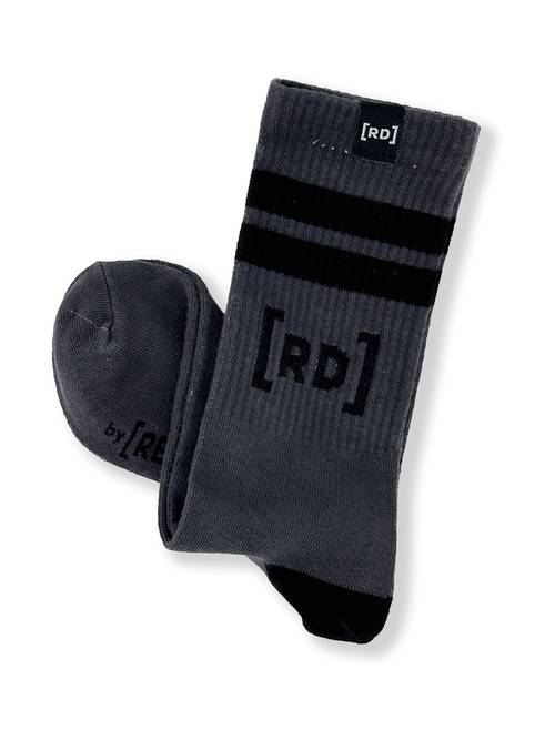 Striped Calf Socks - Charcoal