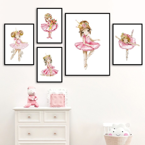 Cartoon Dancing Girl Crown Rose Flower