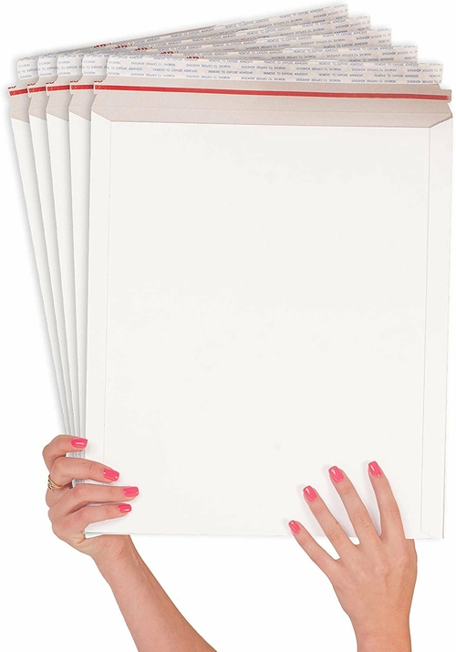 Rigid Mailers 12.75" x 15", Pack of 25 White Cardboard Envelope