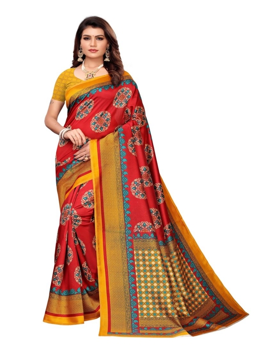 Generic Women's Art Silk Saree (Multi, 5-6 Mtrs)