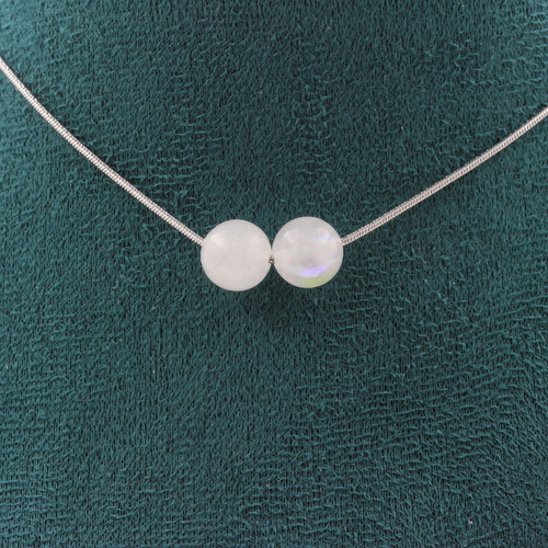 Moonstone 8 mm 2 beads necklace.