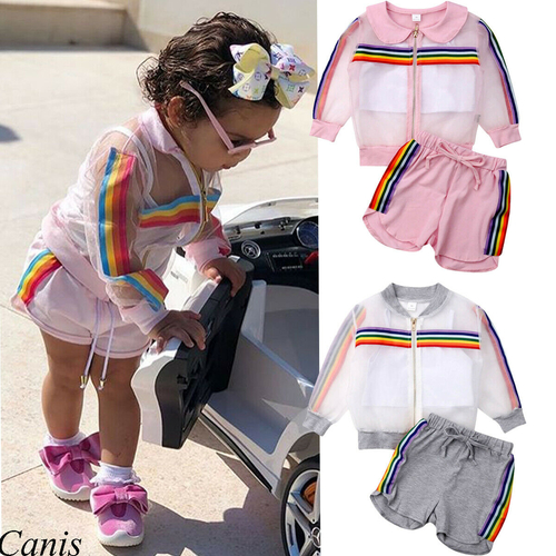 1 7Y Newborn Kid Baby Girl Fashion 3PCS Rainbow