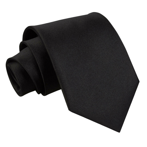 Plain Satin Classic Tie - Black