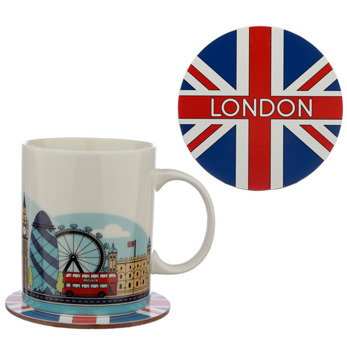 Porcelain Mug and Coaster Gift Set - London Icons