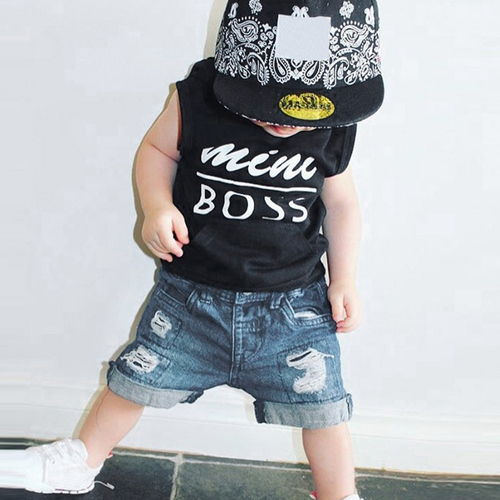 Toddler Baby Boys Letter Print Vest Hooded