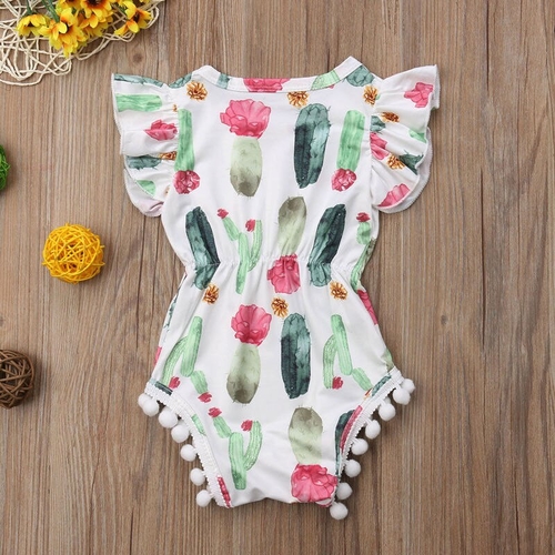 Cute Newborn Baby Girl Ruffle Tassel Romper