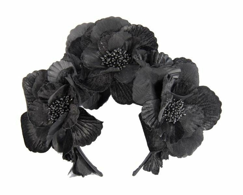 Black flower halo fascinator