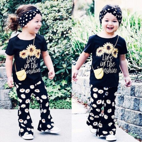 Casual Summer Toddler Girls Kids Sunflower Short