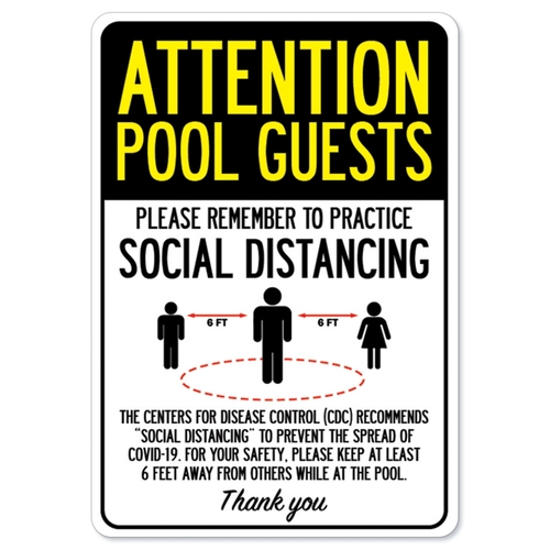 SignMission OS-NS-RD-1218-25370 Covid-19 Notice Sign - Attention Pool 