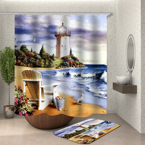 Coastal Lighthouse Shower Curtain