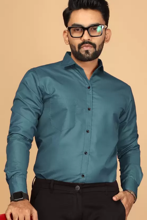 Men Regular Fit Solid Casual Shirt Green (Size XL)