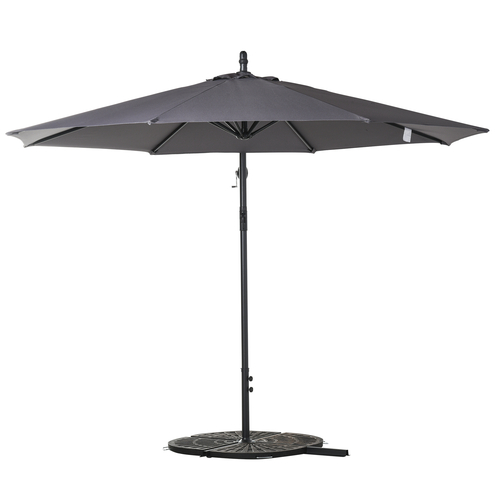 Outsunny 10ft Garden Parasol Sun Shade Patio Banana Hanging Rattan Set