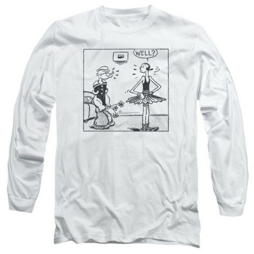 Trevco Popeye-Well Long Sleeve Adult 18-1 Tee, White - Large
