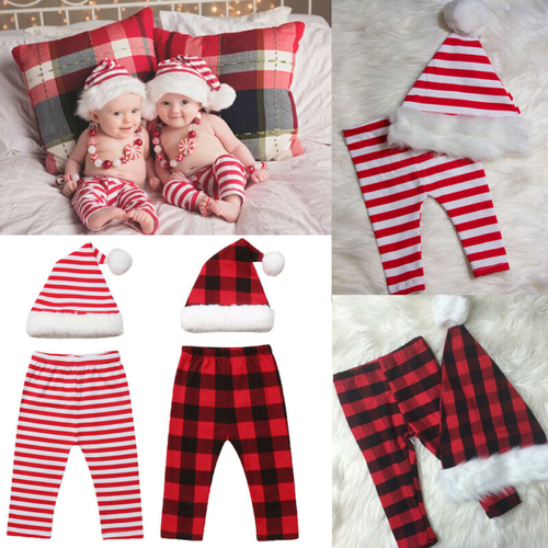 XMAS Newborn Baby Girls Boys Santa Hat+Pants