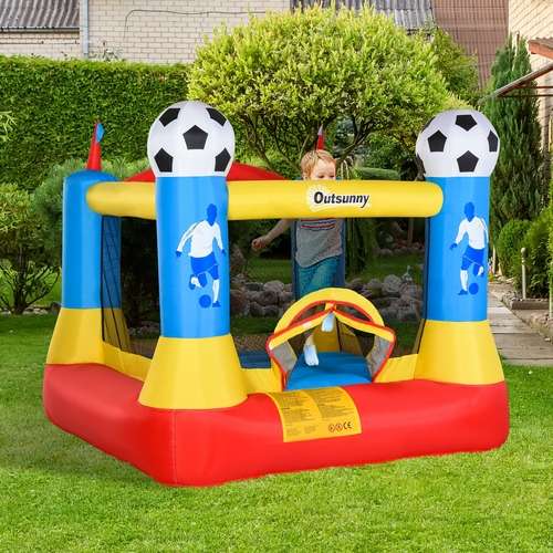 Outsunny Kids Bounce Castle House Inflatable Trampoline with Inflator