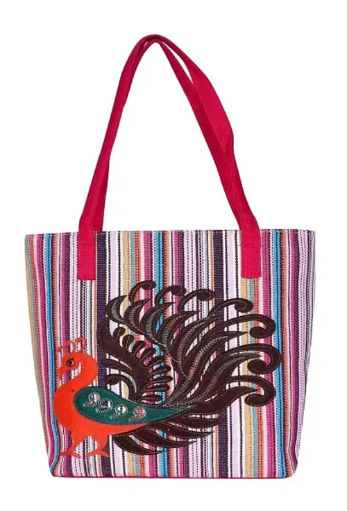 Women's Jute Printed Designer Large Size Casual Shoulder Handbag,