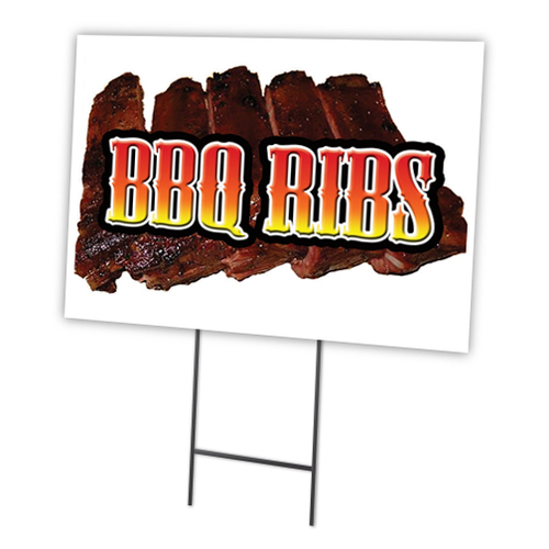 SignMission C-1824-DS-Bbq Ribs 18 x 24 in. Bbq Ribs Yard Sign & Stake