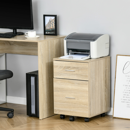 Vinsetto 2 Drawers Mobile Pedestal File Cabinet w/ Rolling Wheels,