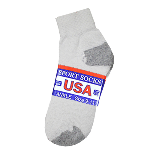 Men's Irregular Ankle Socks - White w/Grey, 10-13, 3 Pack