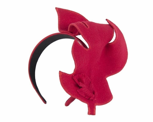 Unusual red felt  fascinator for races  J293R