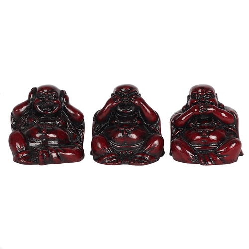 Red See, Hear, Speak No Evil Buddhas