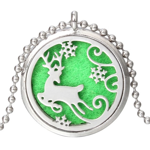 Christmas Reindeer Aroma Diffuser Necklace Open