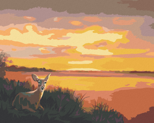 Zuty - Paint by Numbers - LYING DEER AND THR SUNSET (D. RUSTY RUST),