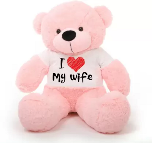 hugable adorable cute extra large Big Teddy Bear Wearing A LOVE MY